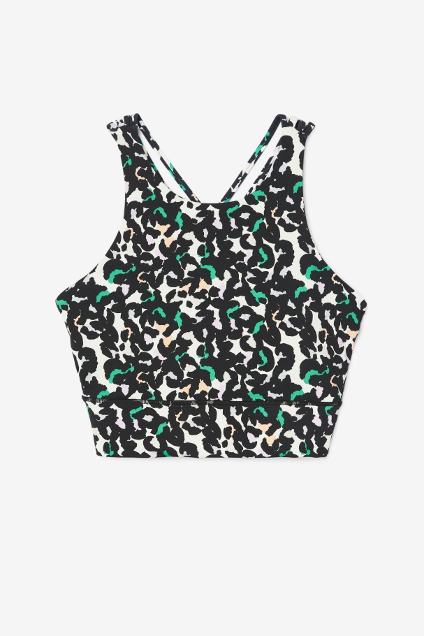 Black Animal Print Fila UK Uplift High Neck Sports Bra