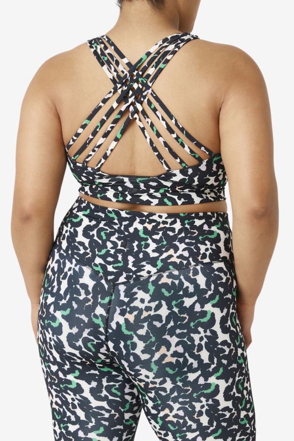 Black Animal Print Fila UK Uplift High Neck Sports Bra