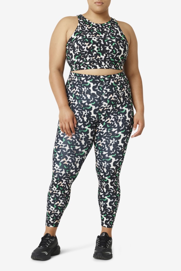 Black Animal Print Fila UK Uplift High Neck Sports Bra