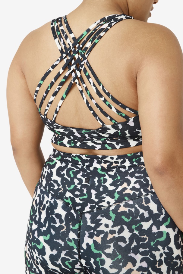 Black Animal Print Fila UK Uplift High Neck Sports Bra