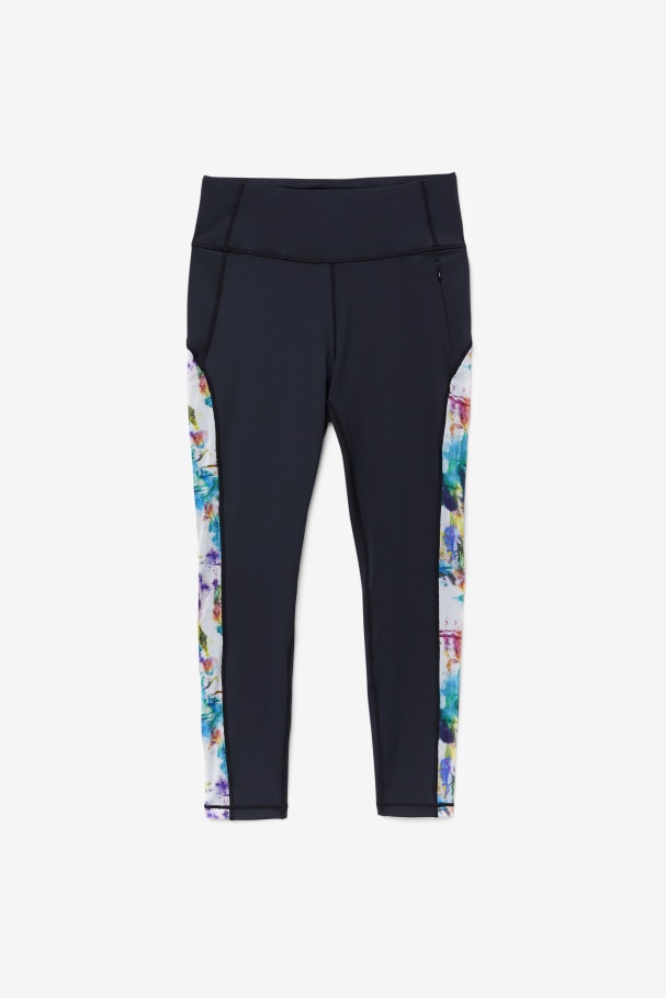 Black/Tie Dye Fila UK Forza Contrast 7/8 Leggings