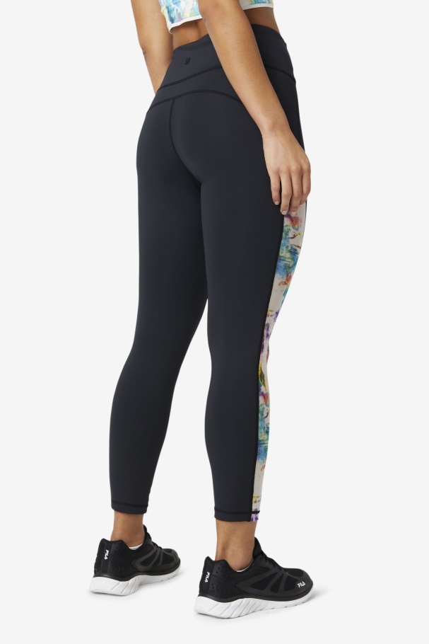 Black/Tie Dye Fila UK Forza Contrast 7/8 Leggings