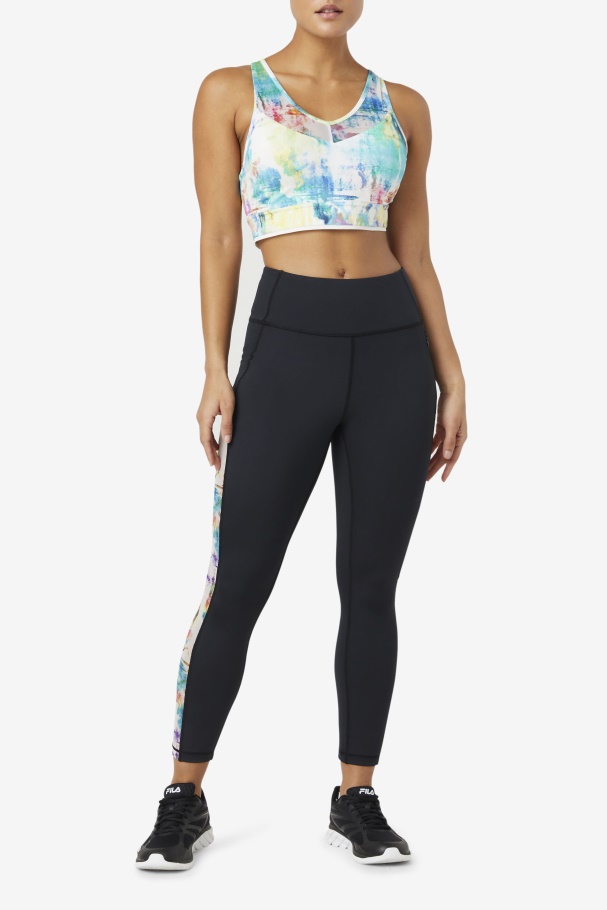 Black/Tie Dye Fila UK Forza Contrast 7/8 Leggings