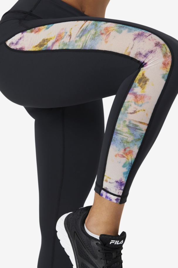 Black/Tie Dye Fila UK Forza Contrast 7/8 Leggings