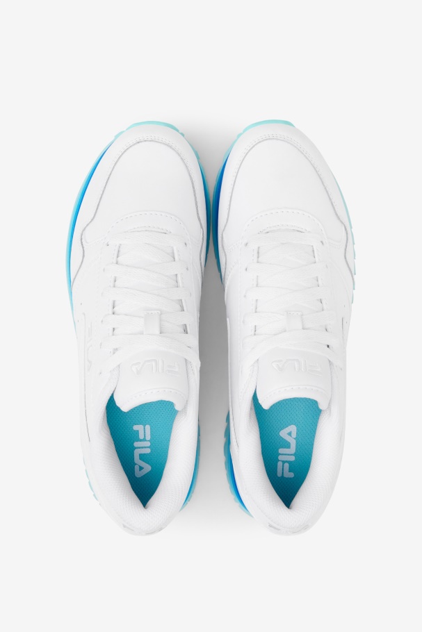 White/Navy/Aruba Blue Women\'s Orbit Stripe Fila UK