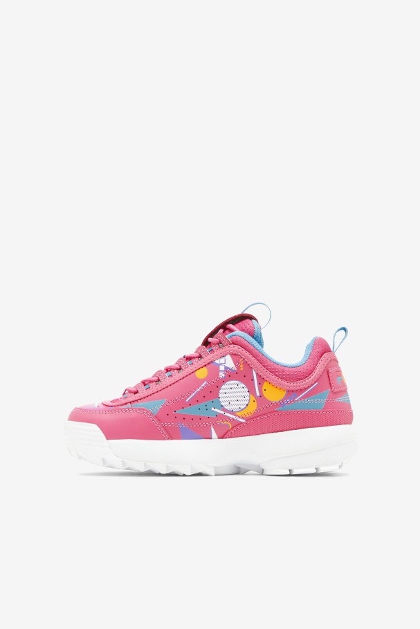 Big Kids\' Disruptor 2 Premium Fila UK Bubblegum/Blue/White