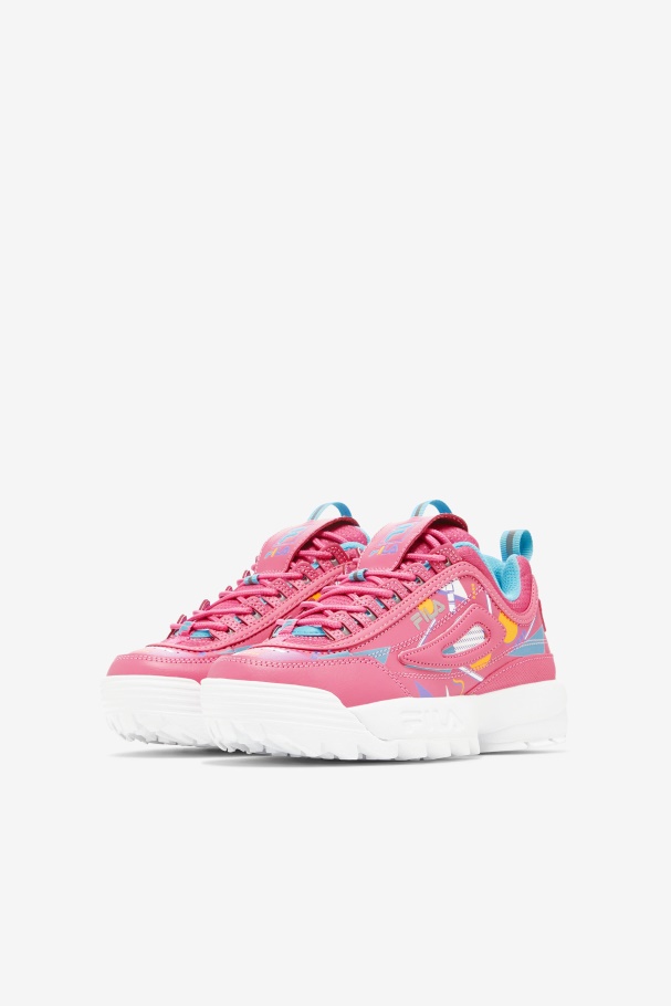 Big Kids\' Disruptor 2 Premium Fila UK Bubblegum/Blue/White