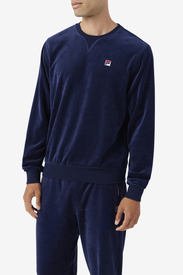 Fila UK Navy Earl Velour Crew