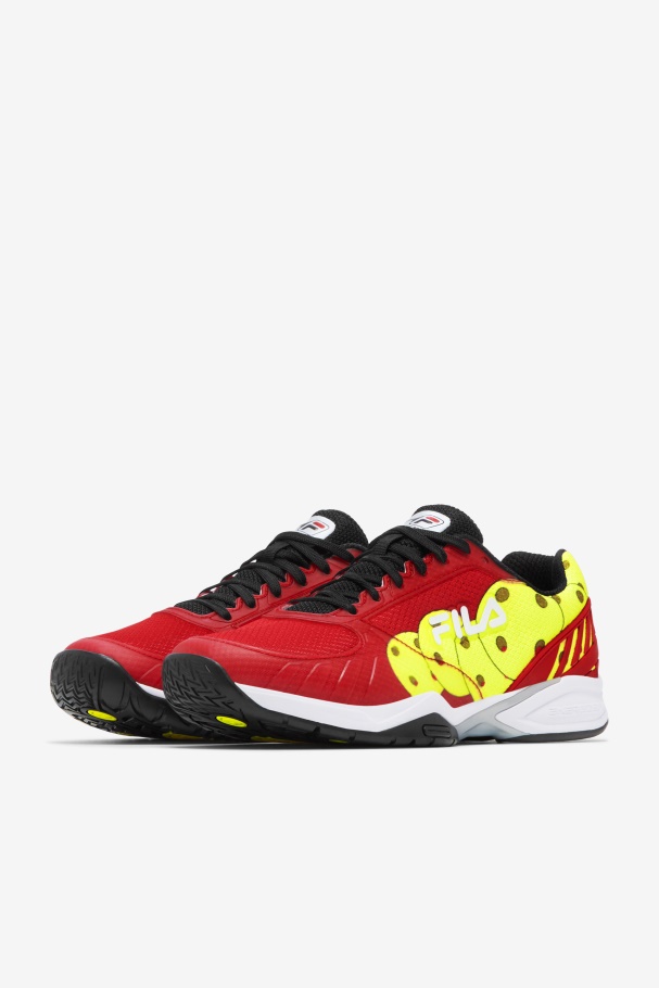 Red/Black/Yellow Men\'s Volley Zone Fila UK