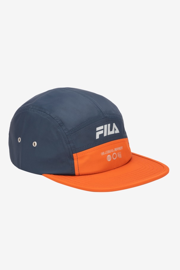 Navy/Cherry Tomato Fila UK 5 Panel Camper Hat