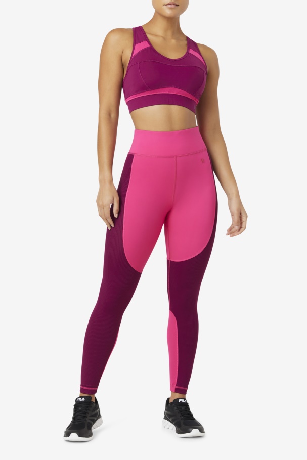 Fila UK Bright Pink/Magenta Purple Forza Textured Long Legging