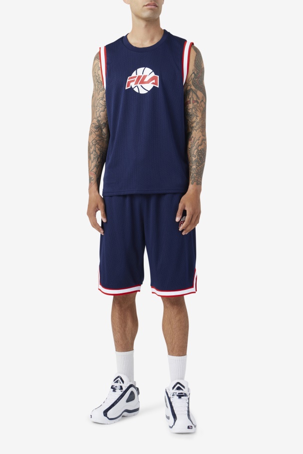 Navy/Red/White Fila UK Ovi Basketball Short