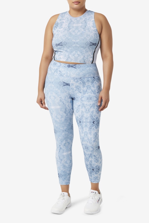 Fila UK Blue Fog Print Forza Sleek 7/8 Leggings