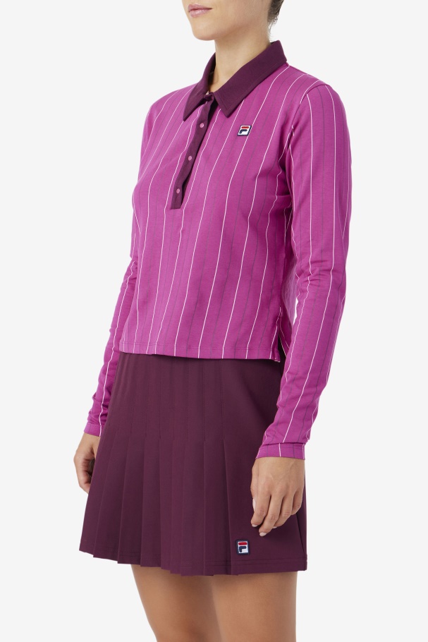Fila UK Rouge/Potpourri/Grape Wine Jada Long Sleeve Polo