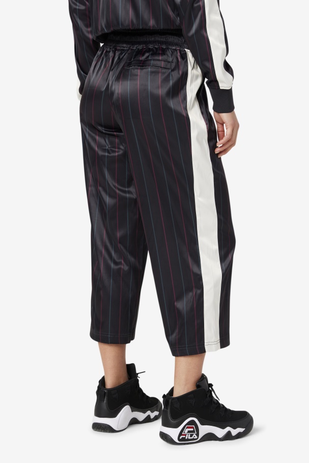 Black/Tofu Fila UK Aviana Cropped Satin Pant