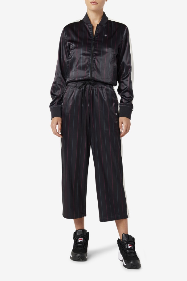 Black/Tofu Fila UK Aviana Cropped Satin Pant