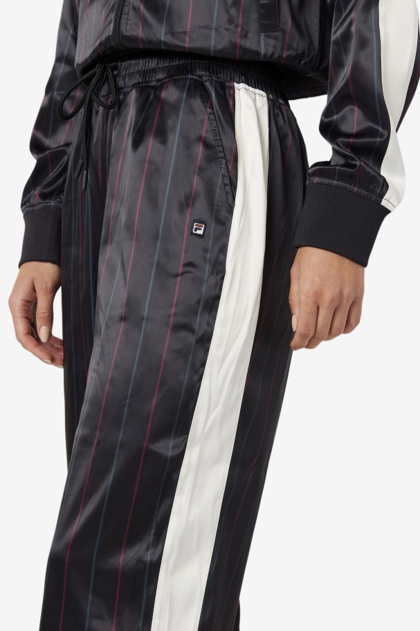 Black/Tofu Fila UK Aviana Cropped Satin Pant