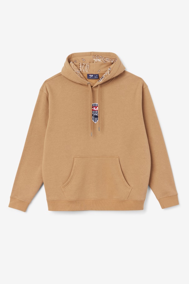 2Pac Patch Hoodie Fila UK Tobacco Brown