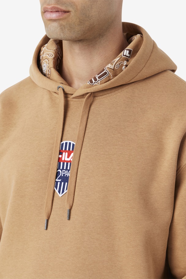 2Pac Patch Hoodie Fila UK Tobacco Brown