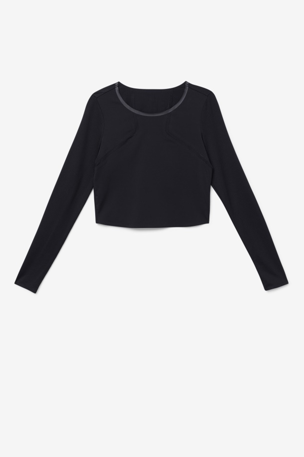 Uplift Long Sleeve Crop Top Black Fila UK
