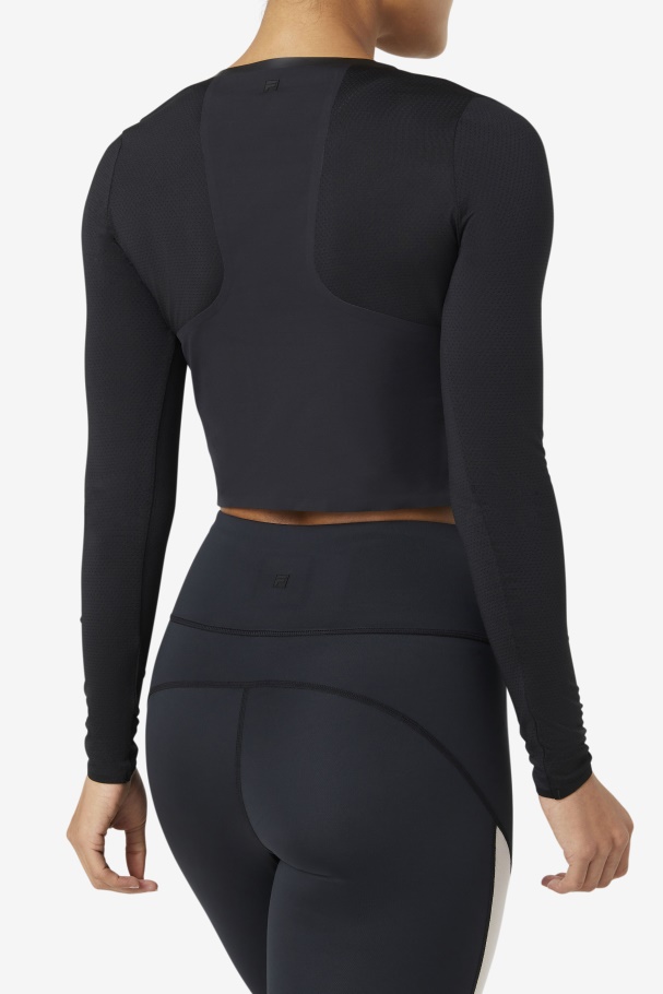 Uplift Long Sleeve Crop Top Black Fila UK