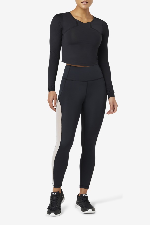 Uplift Long Sleeve Crop Top Black Fila UK