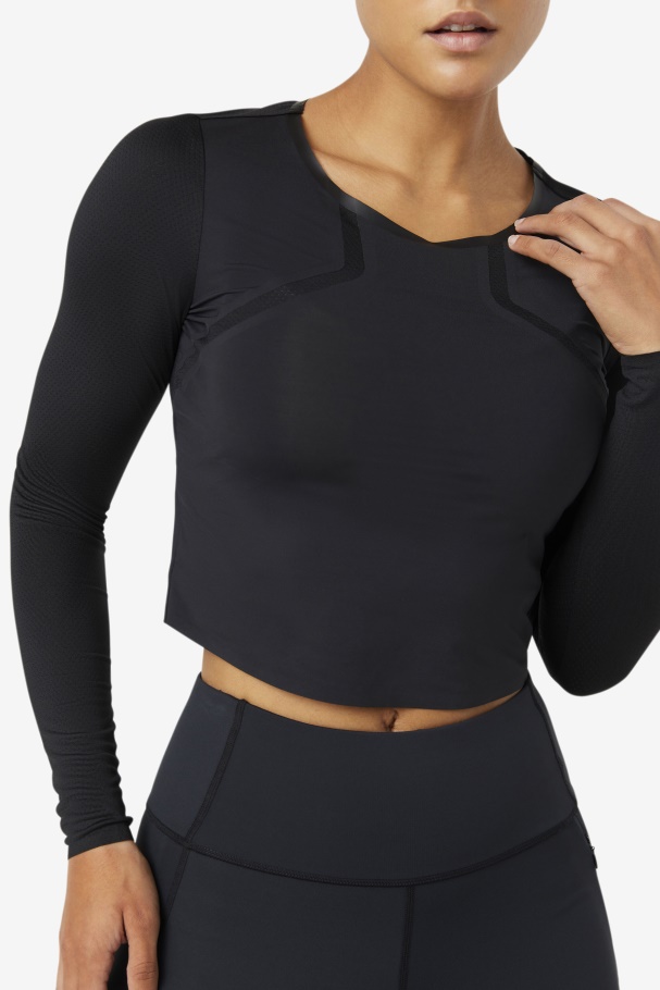 Uplift Long Sleeve Crop Top Black Fila UK
