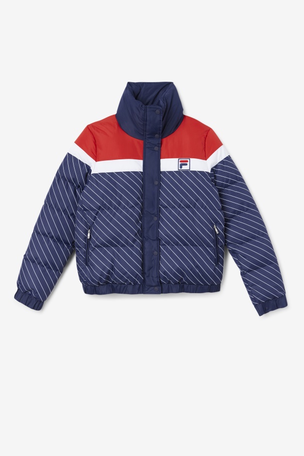 Lottie Puffer Jacket Navy/White/Red Fila UK
