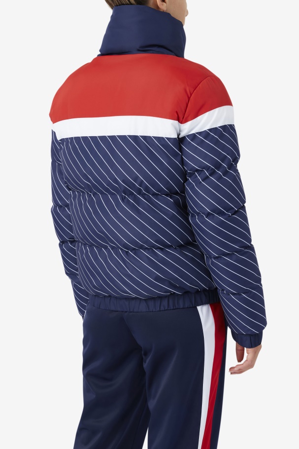 Lottie Puffer Jacket Navy/White/Red Fila UK