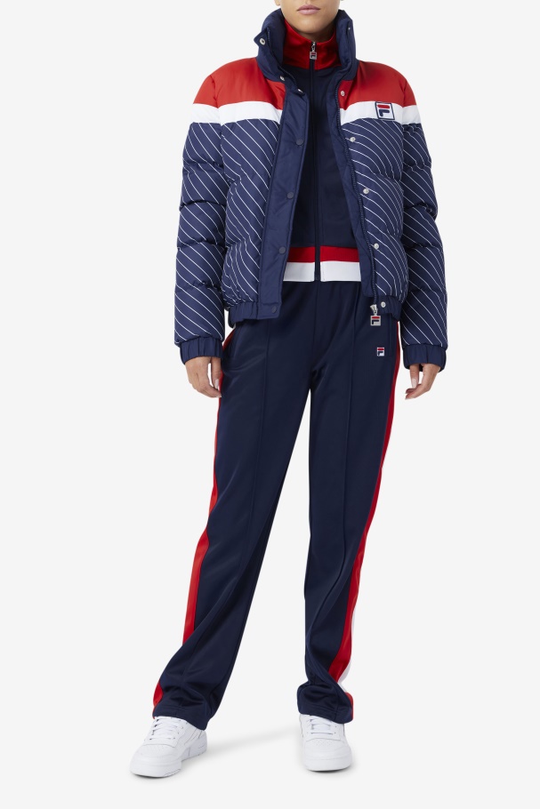 Lottie Puffer Jacket Navy/White/Red Fila UK