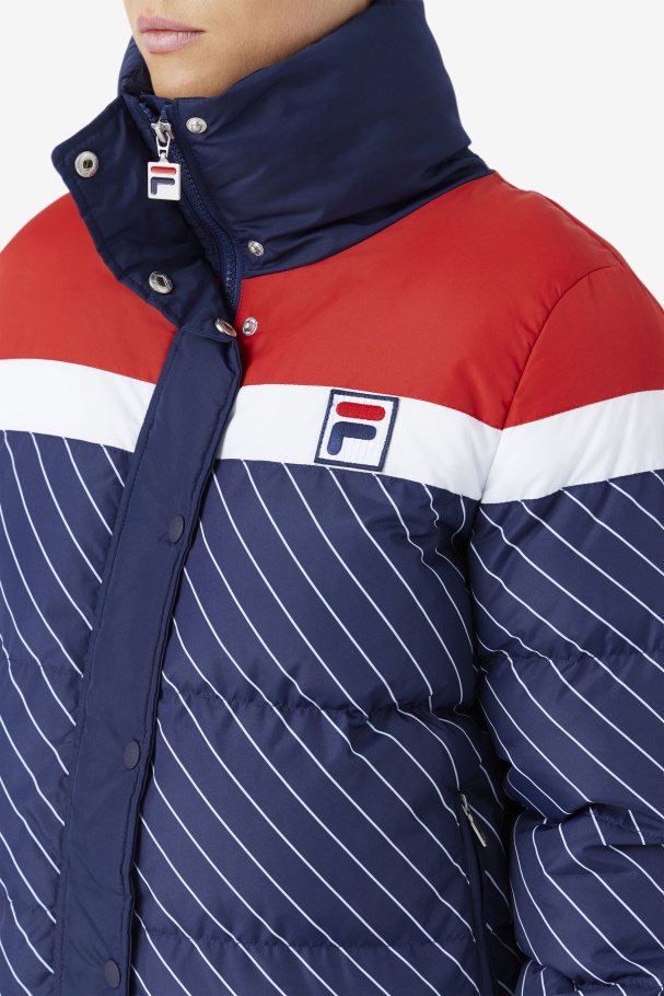 Lottie Puffer Jacket Navy/White/Red Fila UK