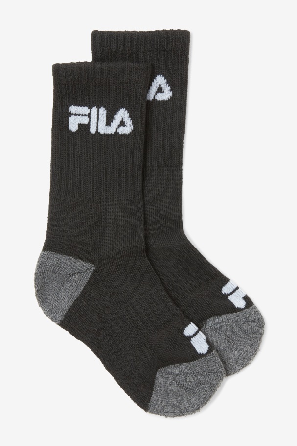 Black Fila UK Kids' Cushioned Crew Sock 6-Pack