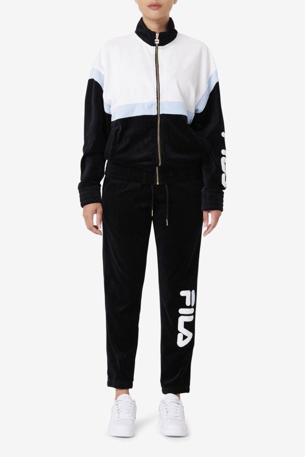 Black/White/Skywalk Mansur Velour Pant Fila UK