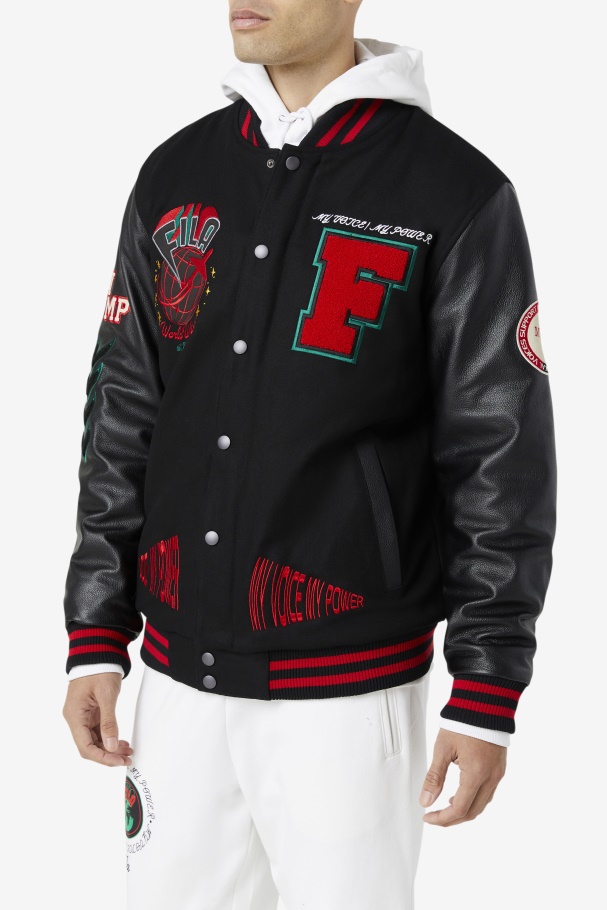 Fila UK Raddix Varsity Jacket Black/Red/Green