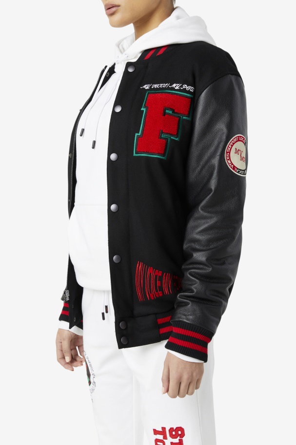 Fila UK Raddix Varsity Jacket Black/Red/Green