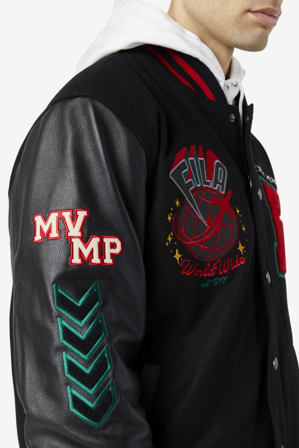 Fila UK Raddix Varsity Jacket Black/Red/Green