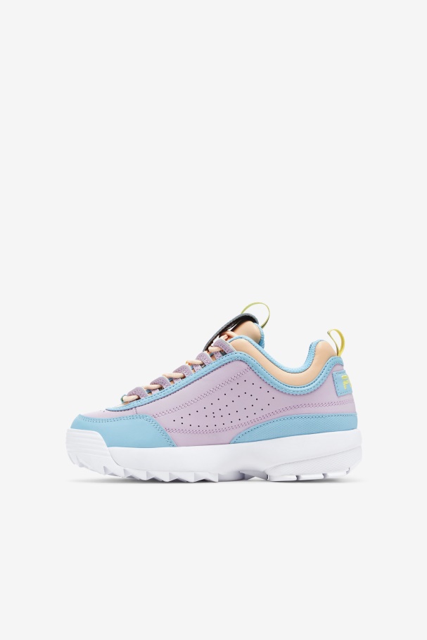 Blue/White/Orchid Little Kids\' Disruptor 2 Premium Fila UK