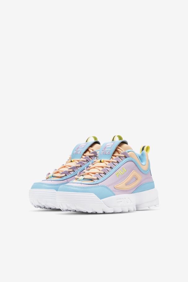 Blue/White/Orchid Little Kids\' Disruptor 2 Premium Fila UK