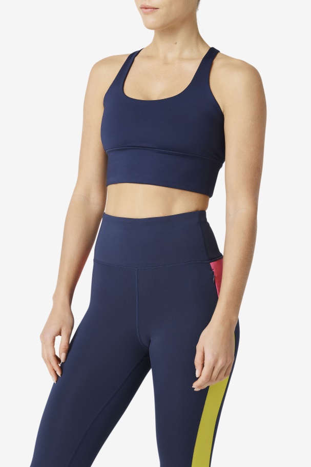 Uplift Cross Back Bra Top Navy Fila UK