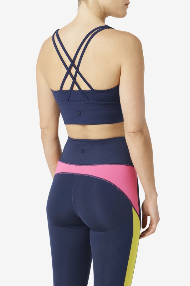 Uplift Cross Back Bra Top Navy Fila UK