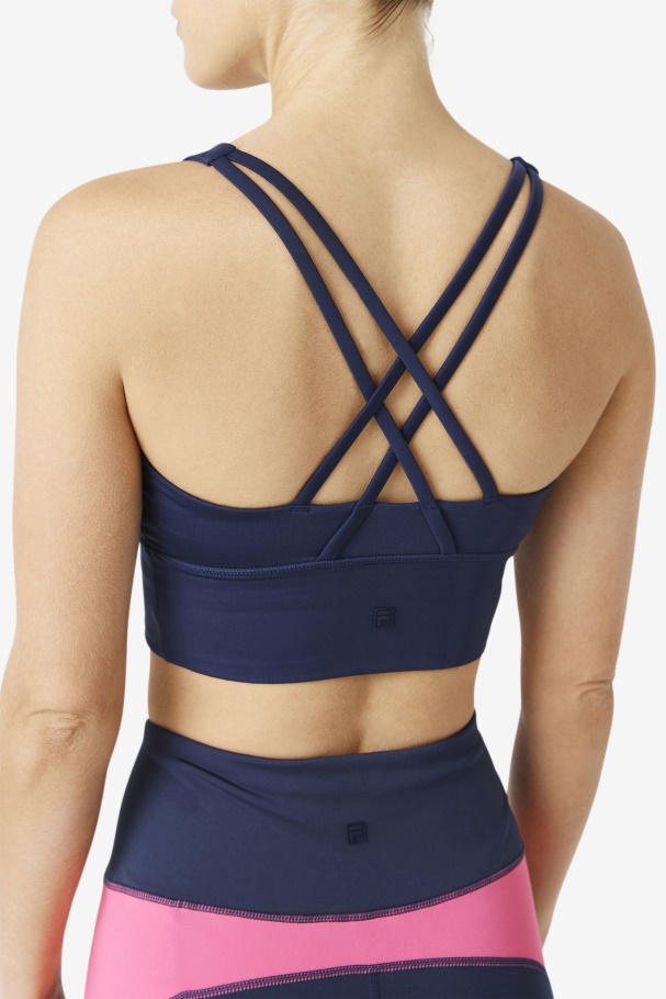 Uplift Cross Back Bra Top Navy Fila UK