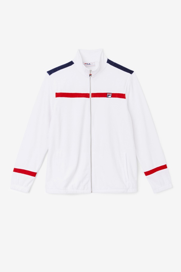 Ravid Velour Jacket Fila UK White/Red/Navy