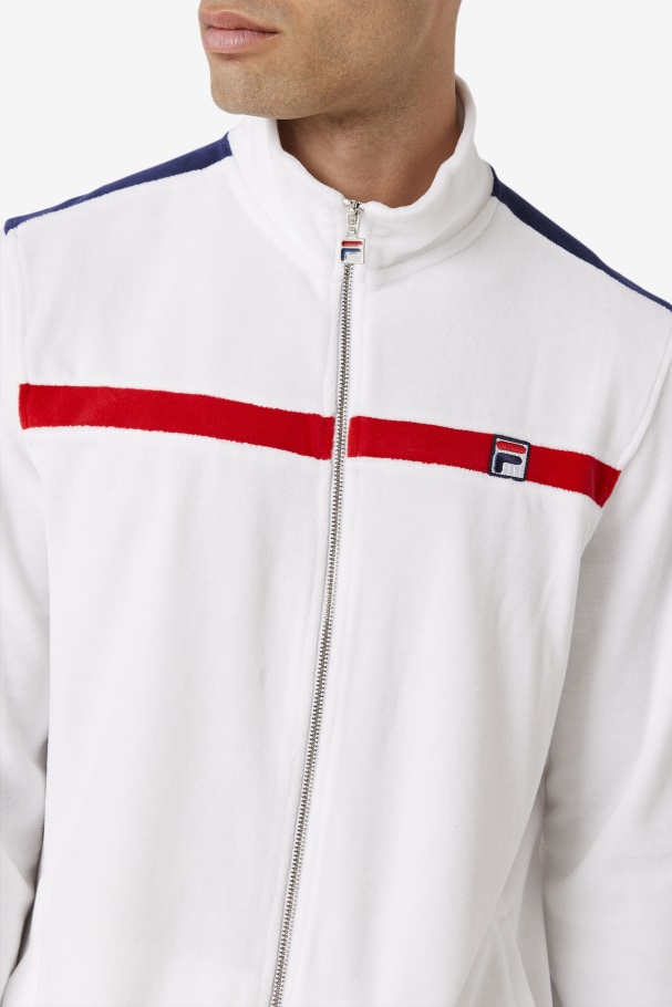 Ravid Velour Jacket Fila UK White/Red/Navy