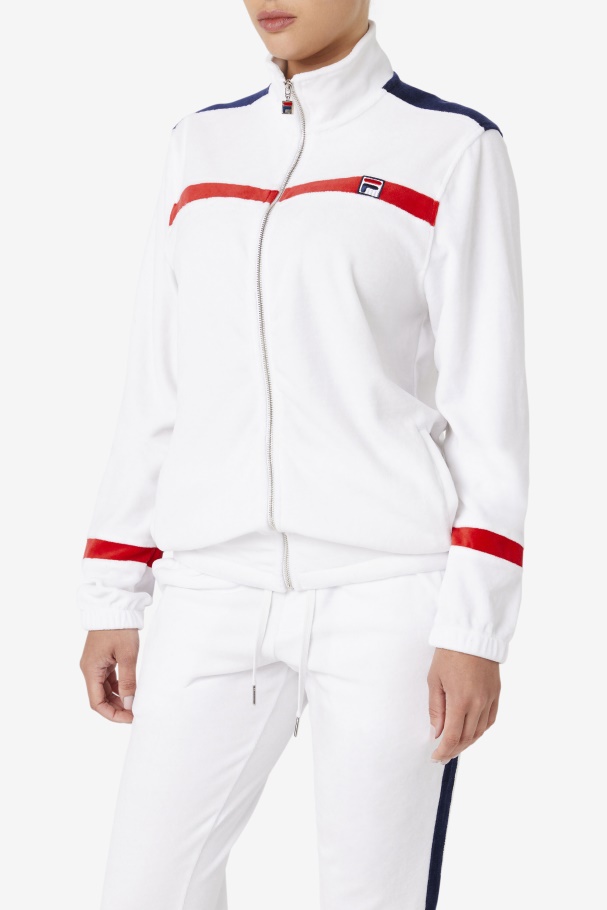 Ravid Velour Jacket Fila UK White/Red/Navy