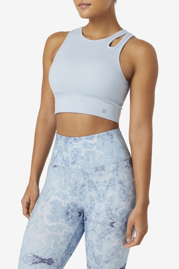 Blue Fog Uplift Slice Crop Bra Top Fila UK