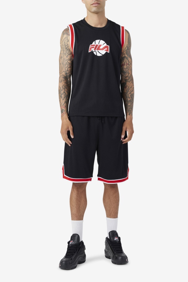 Black/Red/White Fila UK Ovi Basketball Jersey