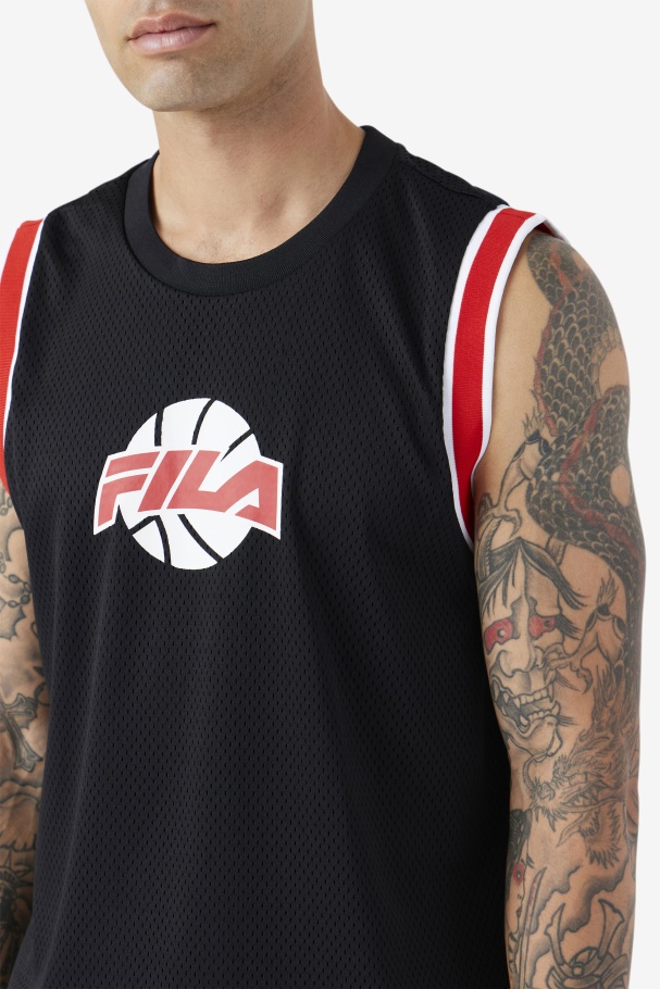 Black/Red/White Fila UK Ovi Basketball Jersey