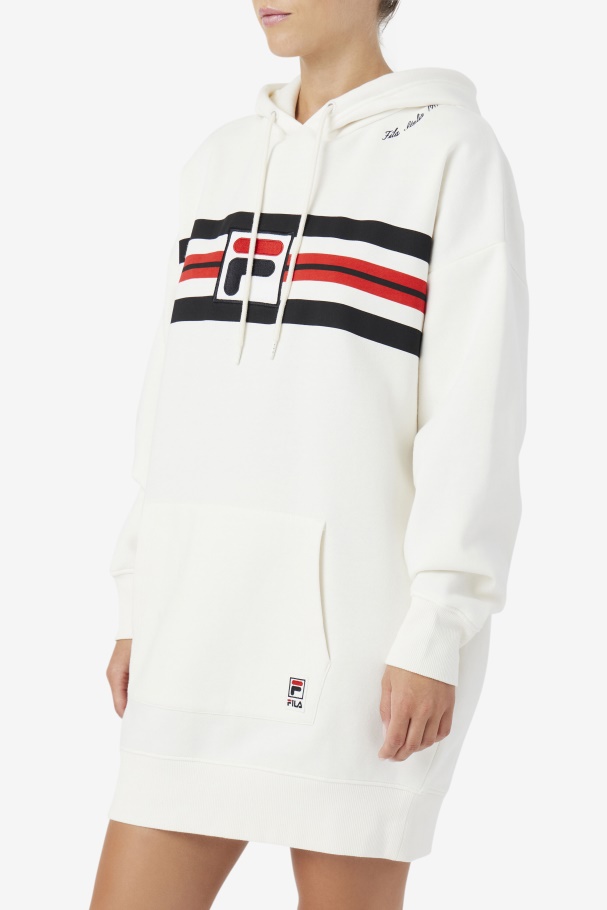 Stella Hoodie Dress Gardenia/Black/Red Fila UK