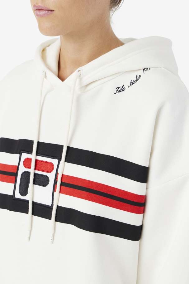 Stella Hoodie Dress Gardenia/Black/Red Fila UK