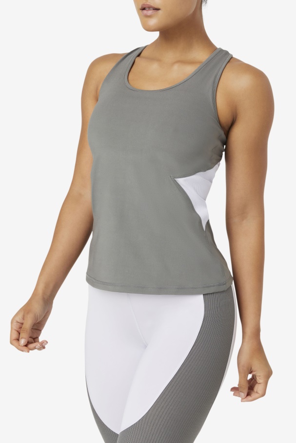 Fila UK Uplift Open Racerback Tank Top Gargoyle/Lavender Blue